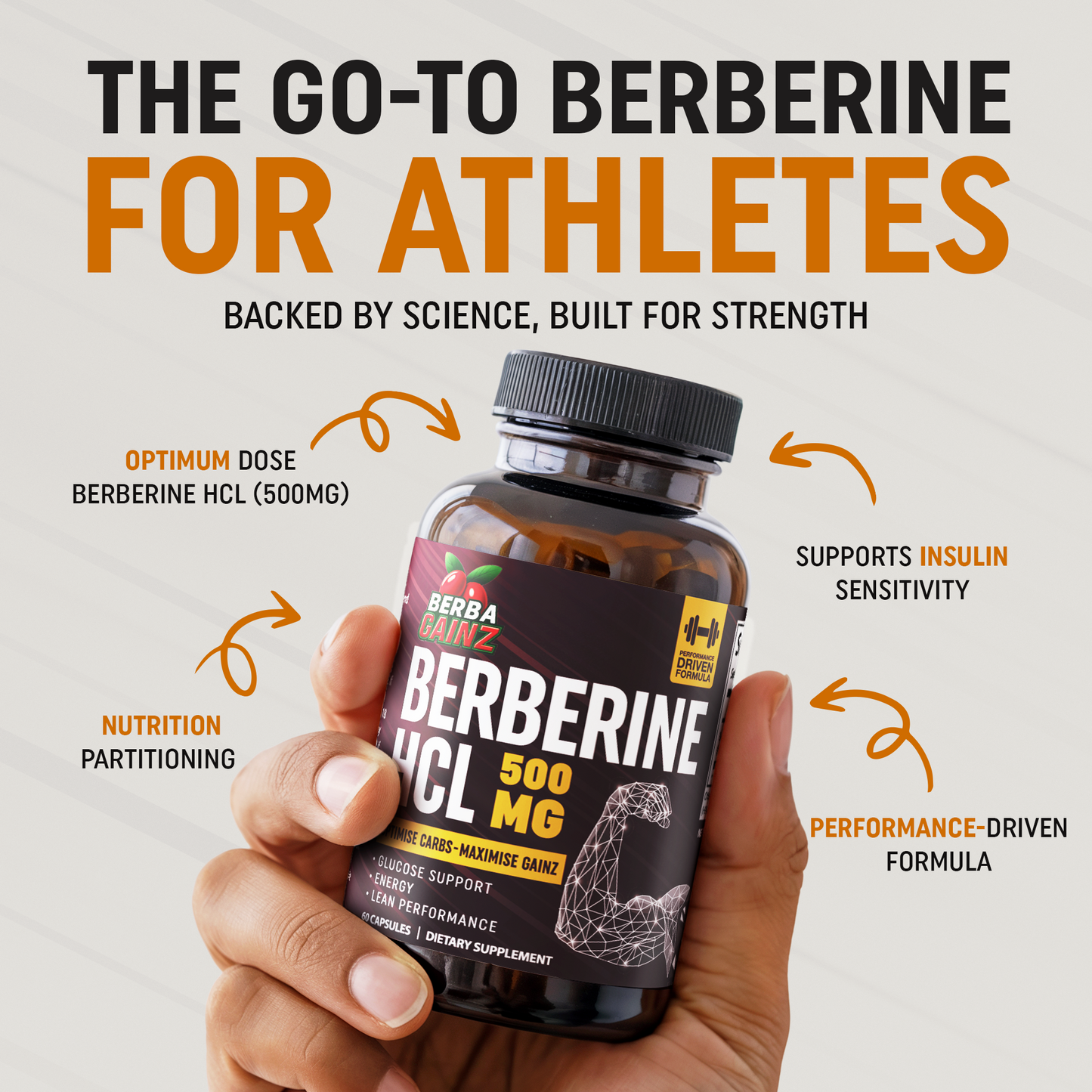 BerbaGainz Berberine HCL 500mg - 60 Capsules