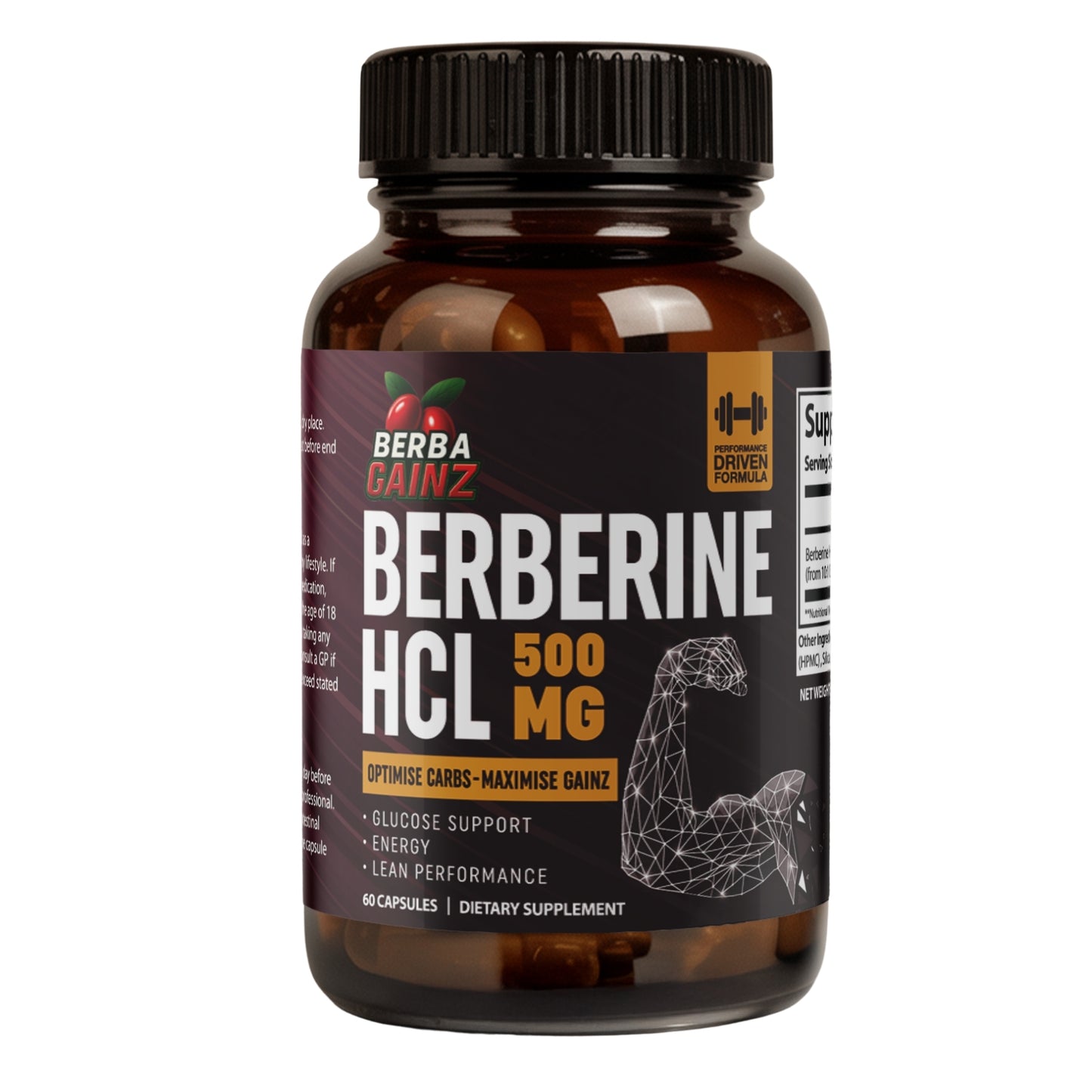 BerbaGainz Berberine HCL 500mg - 60 Capsules